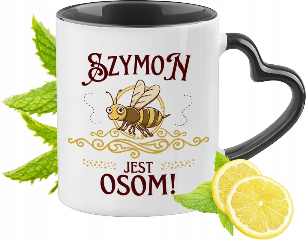 Simonnak Fekete Bögre Szív Alakú Füllel Ajándék Nyomtatott