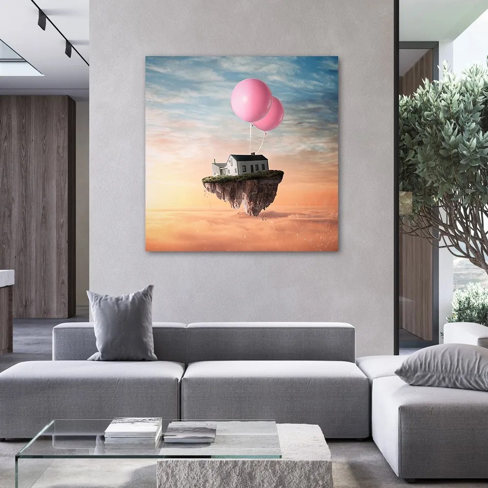 Gario Vászonkép Egy ház egy léggömbön - Zehem Chong Méret: 60 x 60 cm