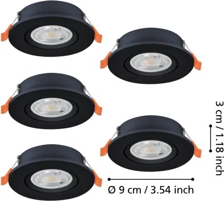Eglo 902266 - 5 darabos BARRANCO beépíthető mennyezeti LED spotlámpa LED/4,8W/230V, fekete