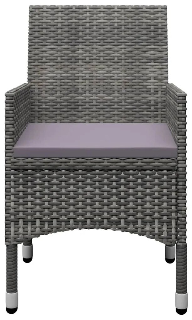3 részes szürke polyrattan és akácfa bisztrószett