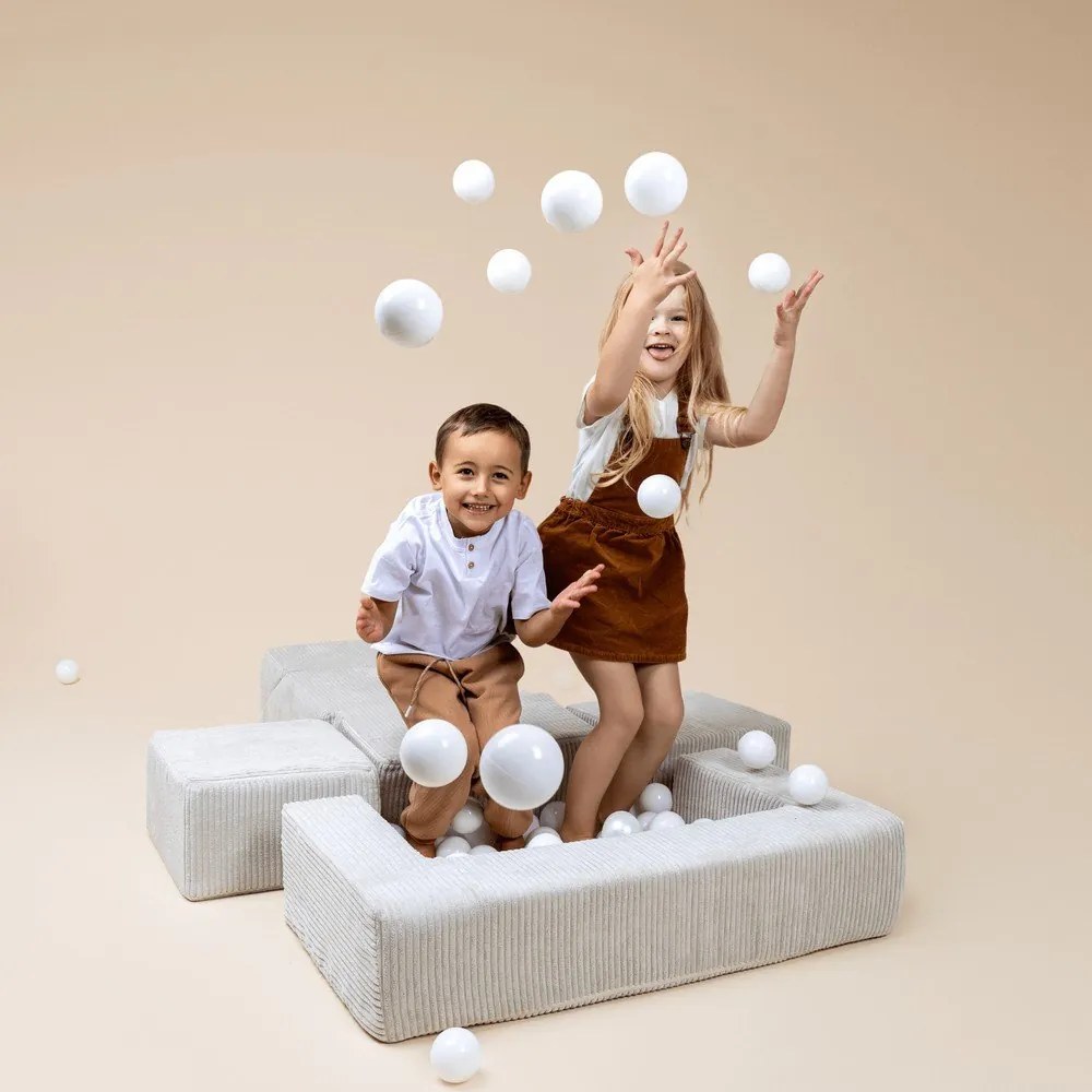 Krémszínű kordbársony habszivacs játszótér 6 db-os magasság 40 cm 100x35 cm Montessori – Meowbaby
