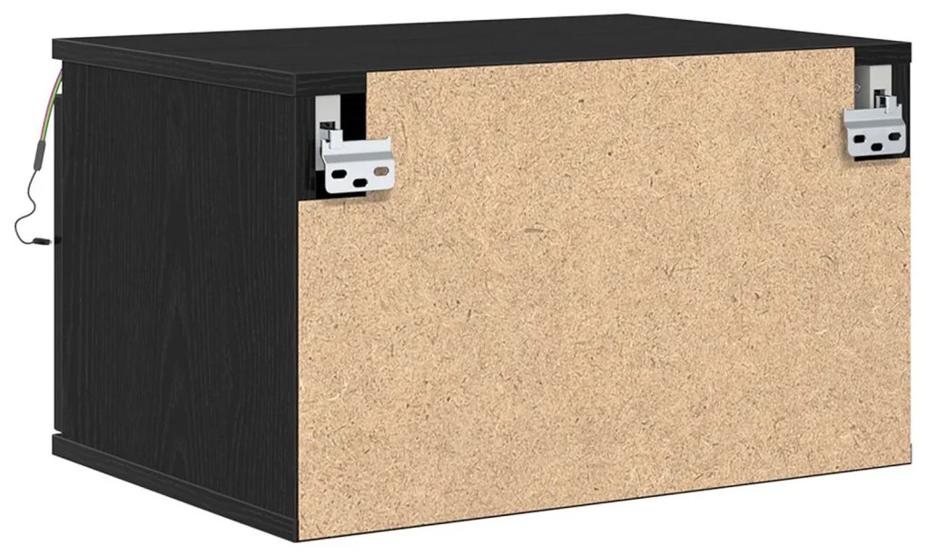 Éjjeli szekrény LED világítással, Fekete tölgy 50x36x30 cm
