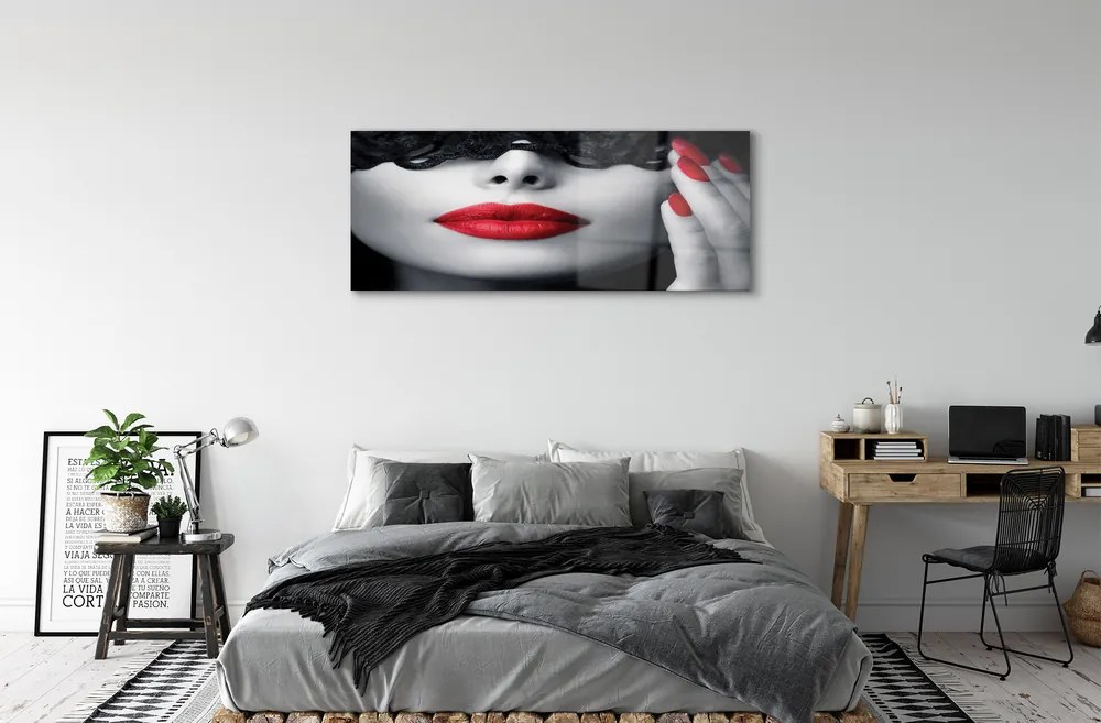 Üvegképek Vörös ajkak nő 125x50 cm