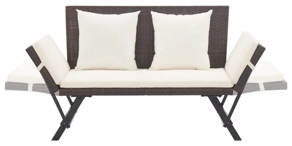barna polyrattan kerti pad párnákkal 176 cm
