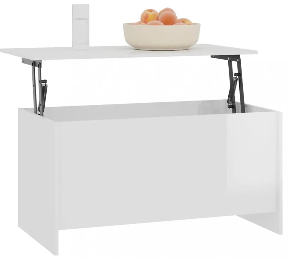 magasfényű fehér szerelt fa dohányzóasztal 102 x 55,5 x 52,5 cm