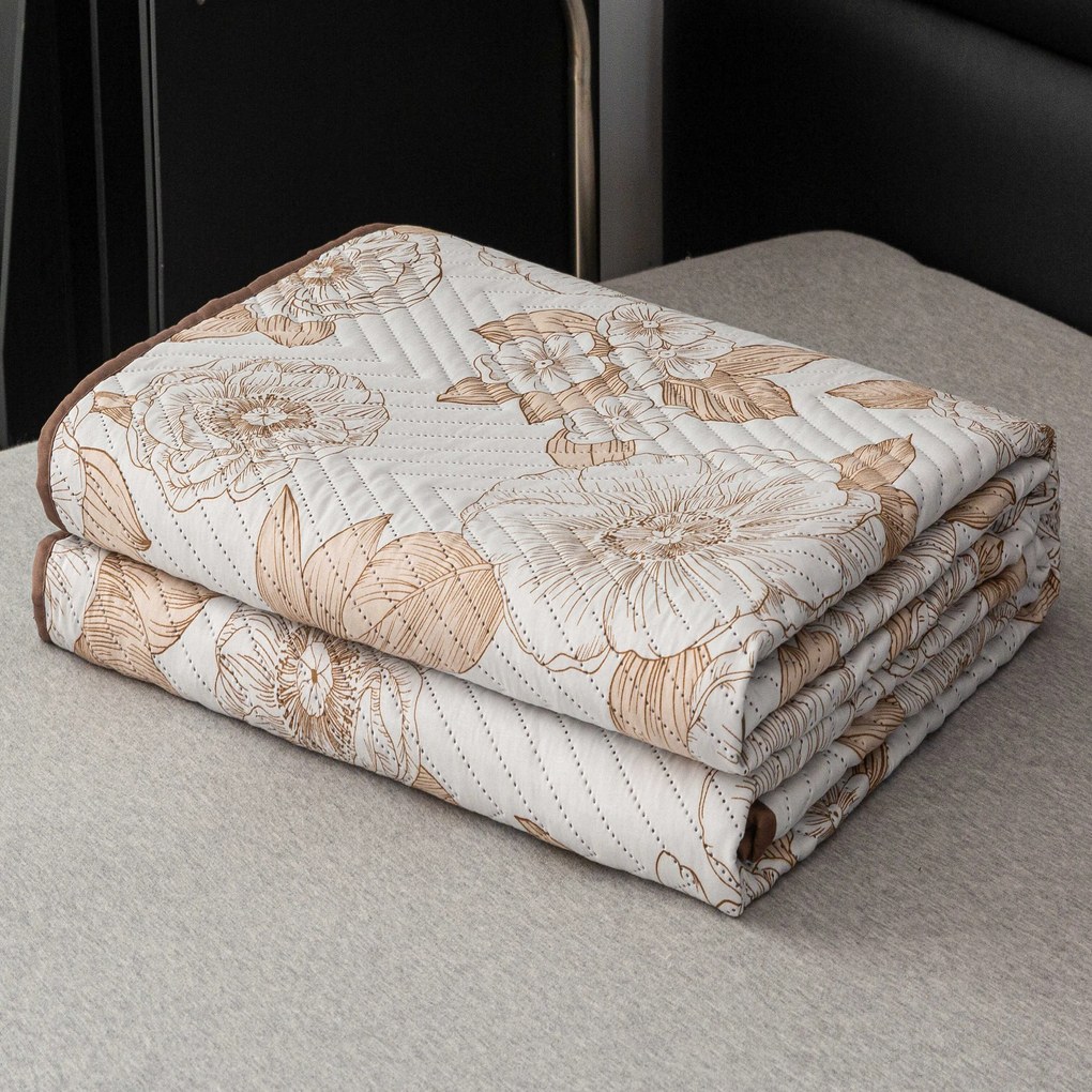 Ágytakaró PETALIS krémszínű / barna Méret: 220 x 240 cm