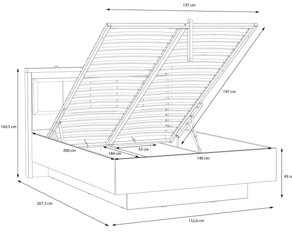 Franciaágy tárolóval OREN 140x200 cm barna/fekete