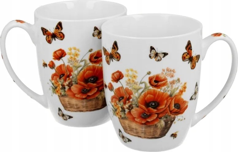 Bögrék 2 Db Pipacs virágkosár Kapacitás 350 ML