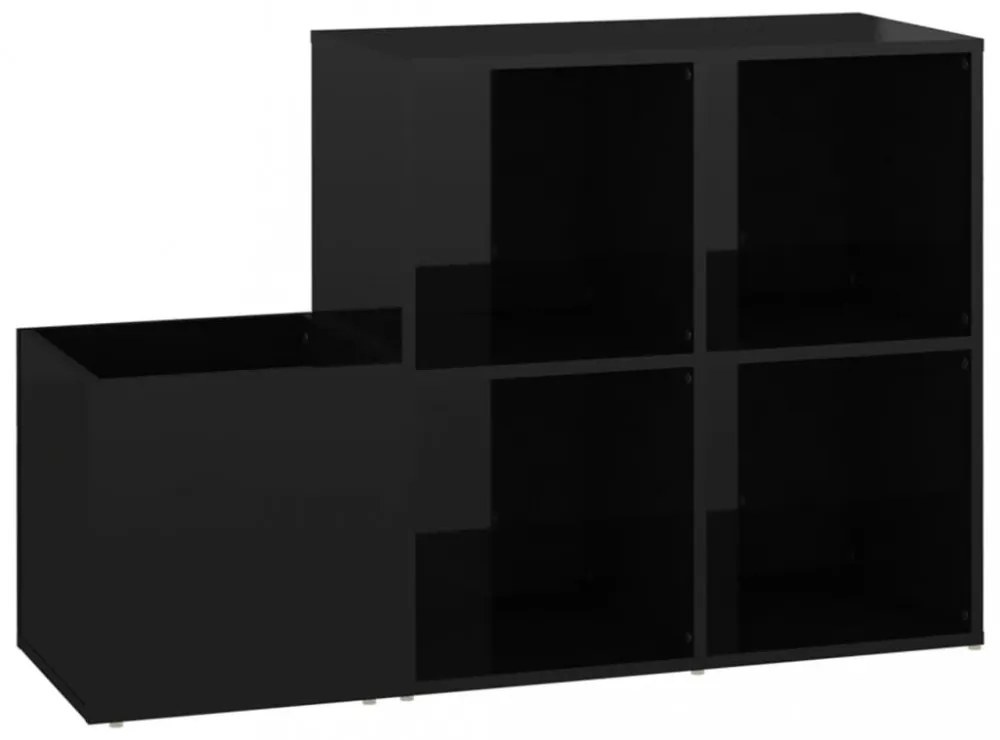 magasfényű fekete előszobai cipősszekrény 105 x 35,5 x 70 cm