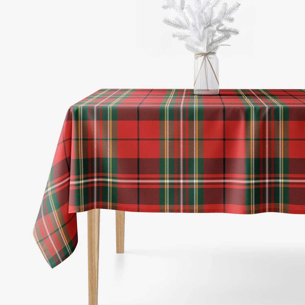 Goldea karácsonyi szögletes terítő 100% pamutvászon - piros kockás 120 x 180 cm