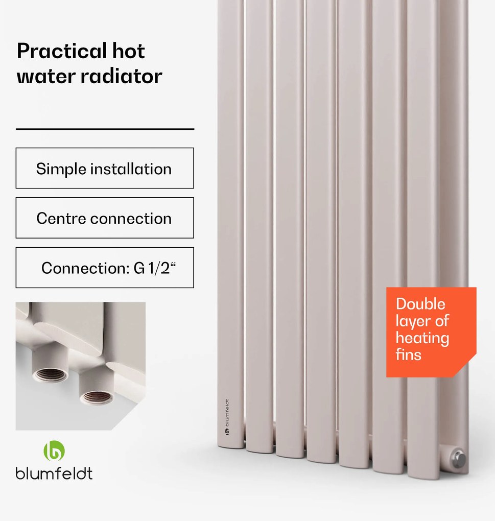 Blumfeldt Tallheo, 41 x 180, radiátor, fürdőszoba radiátor, csőradiátor, 1435 W, melegvizes, 1/2