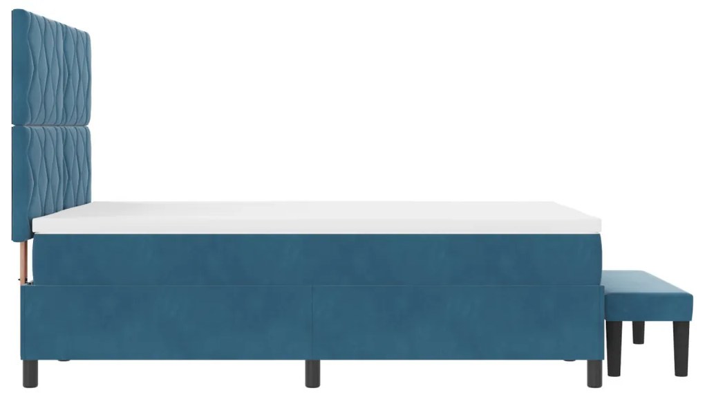 Box Spring Ágy Matraccal és Paddal Sötét Kék 140x200 cm Bársonyos