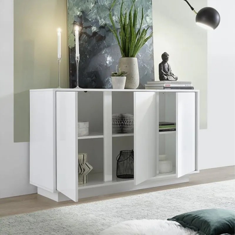 Ice 3 ajtós komód fehér 138cm