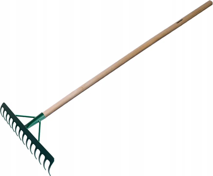 Kerti Gereblye Erősített 14 Fogú Zöld 130CM Acél Fa