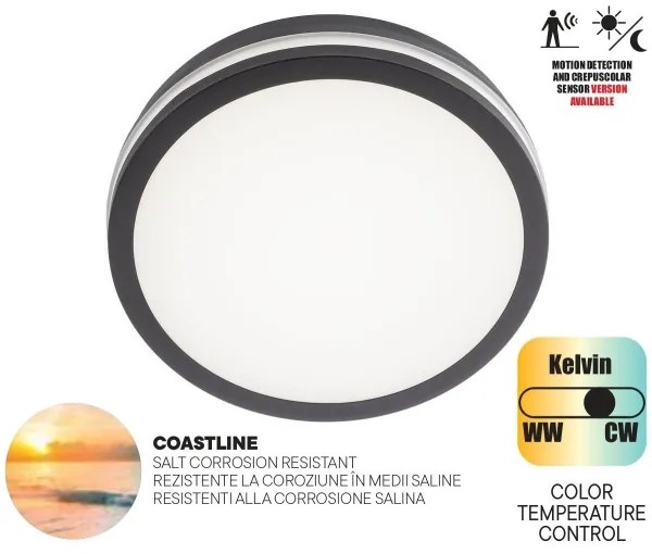 Redo 90290 - ISOLA LED kültéri mennyezeti lámpa s érzékelővel, 24W, IP54