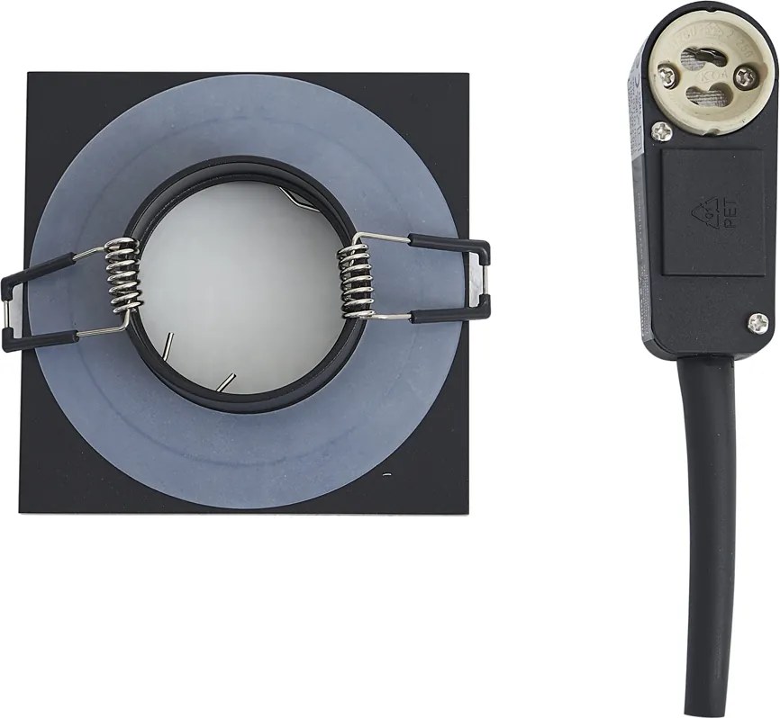 6 darabos modern süllyesztett spotlámpa készlet fekete, forgatható és dönthető IP44 - Qure