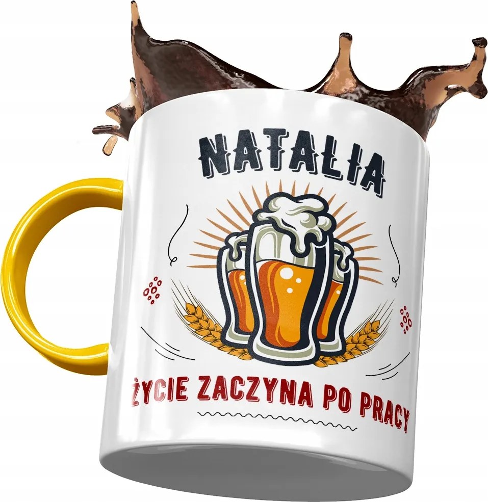 Sárga Bögre Natalia Feleség Barátnő Ajándék Nyomtatott Fotóval