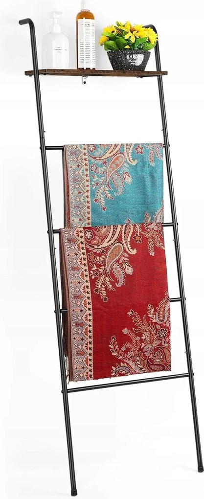 Fürdőszobai törölközőtartó létra fém állvány polc loft matt