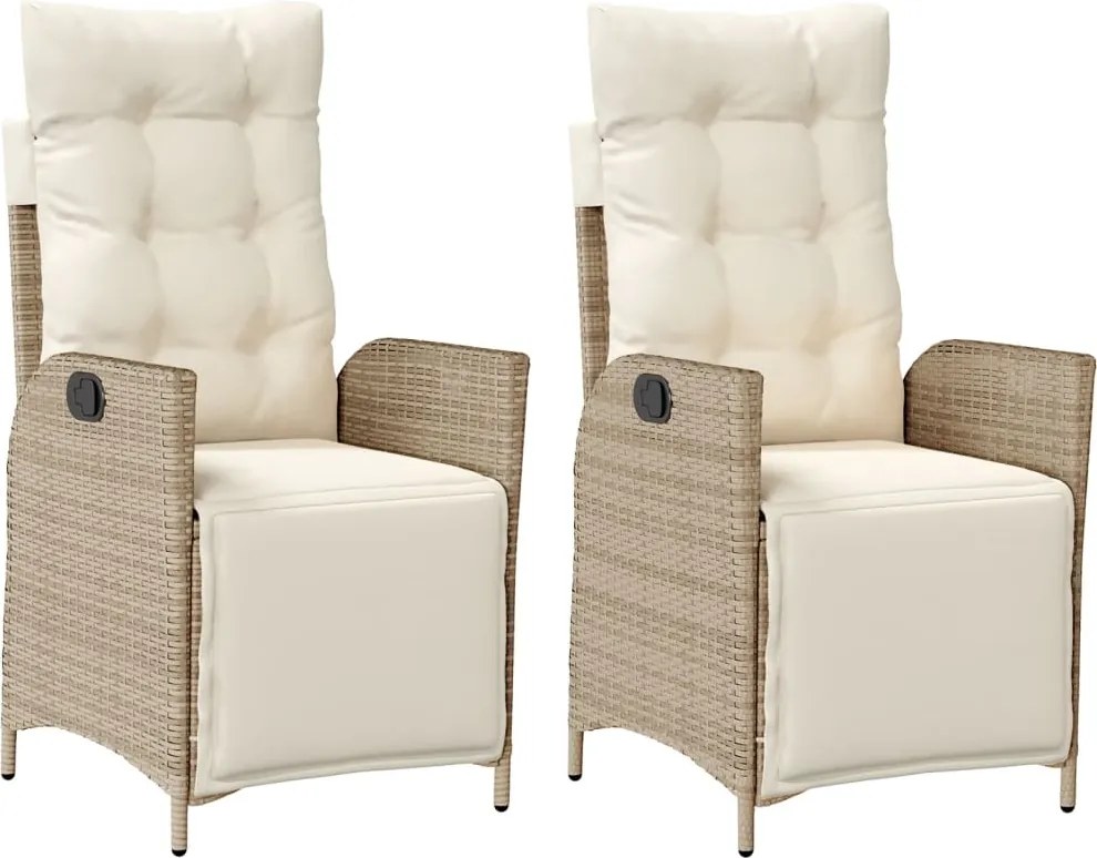 vidaXL 2 db bézs polyrattan dönthető kerti szék lábtartóval