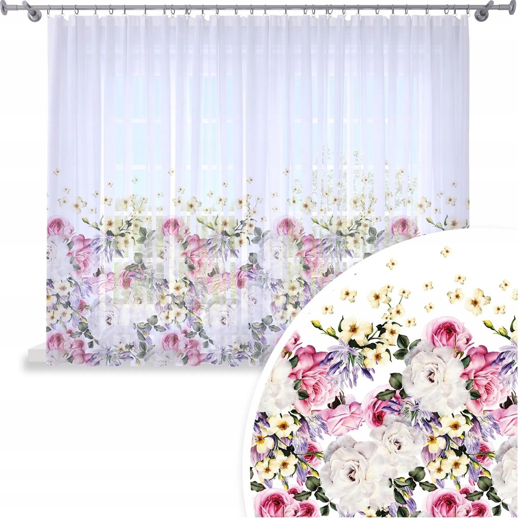 Függöny Kész 300x160 Fátyol Festett Mintás Béka Virágok 010