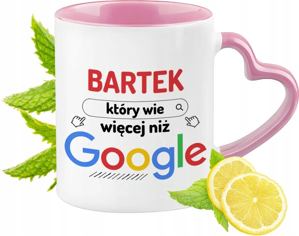 Bartók Bögre Rózsaszín Szív Alakú Füllel Kávé Ajándék