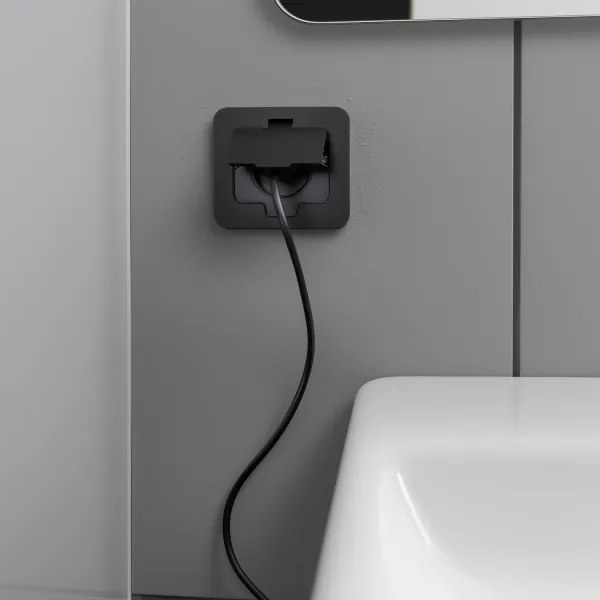 Brilagi - Kültéri padlóba építhető konnektor IP55 fekete téglalap alakú