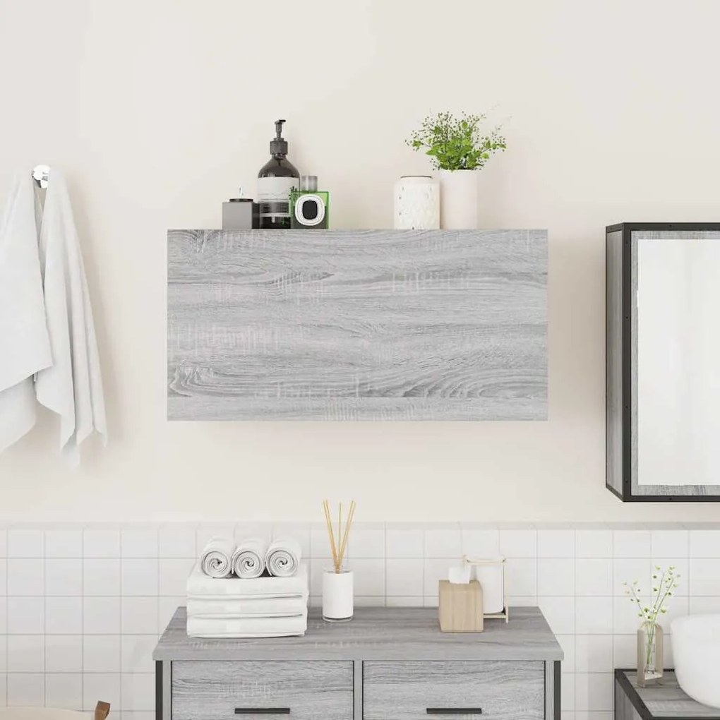 szürke sonoma szerelt fa fali fürdőszobaszekrény 80x25x40 cm