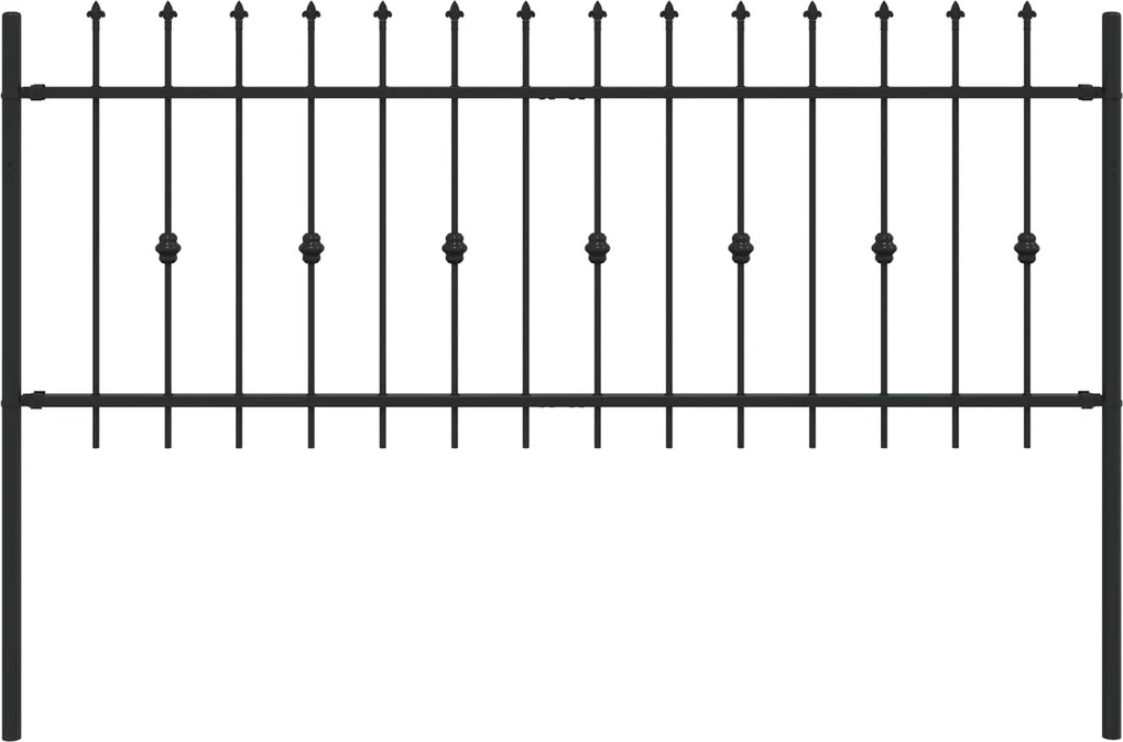 vidaXL Tüskés kerítés Fekete 200 x 130 cm Porszórt acél