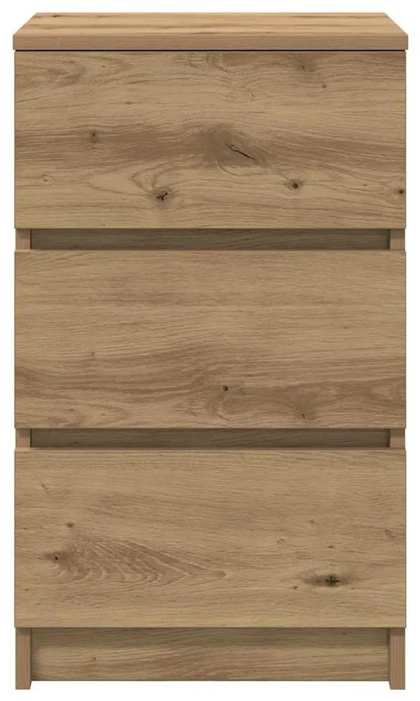 vidaXL 2 db kézműves tölgy éjjeliszekrények 3 fiókkal 39x35x65 cm
