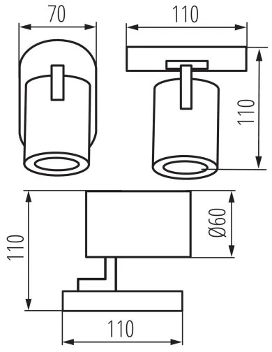 Kanlux 38960 - Fali spotlámpa LAURIN 1xGU10/10W/230V réz/fekete