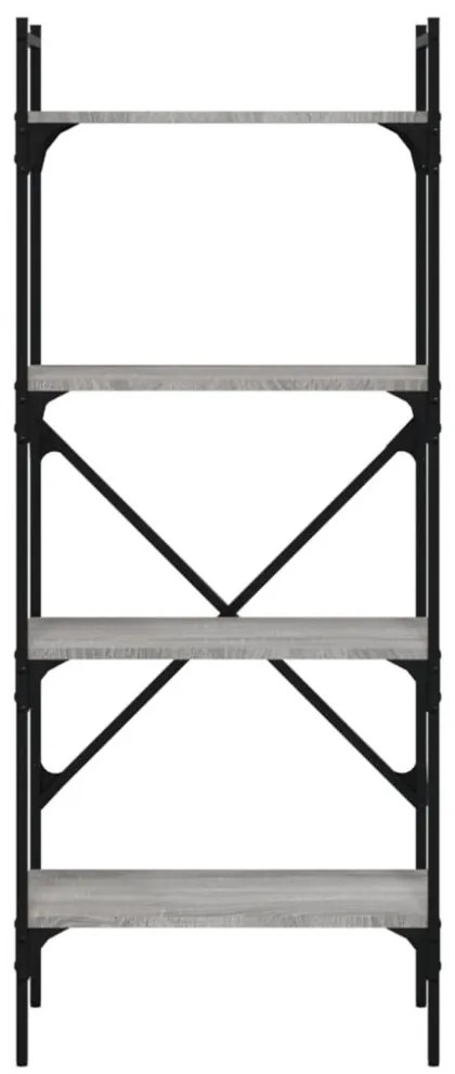 4 szintes szürke sonoma színű fa könyvespolc 56x31,5x138,5 cm