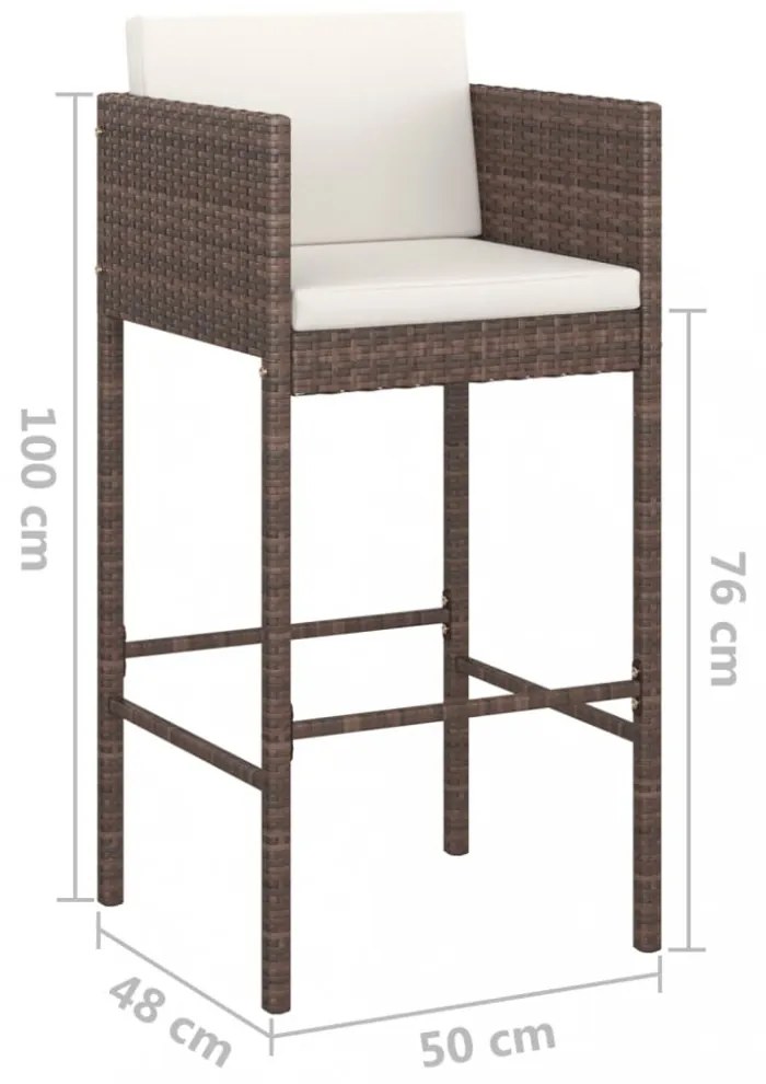 4 db barna polyrattan bárszék párnákkal
