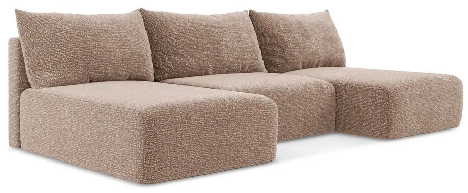 Világosbarna kinyitható-tárolóhelyes sarokkanapé Kalena – Makamii