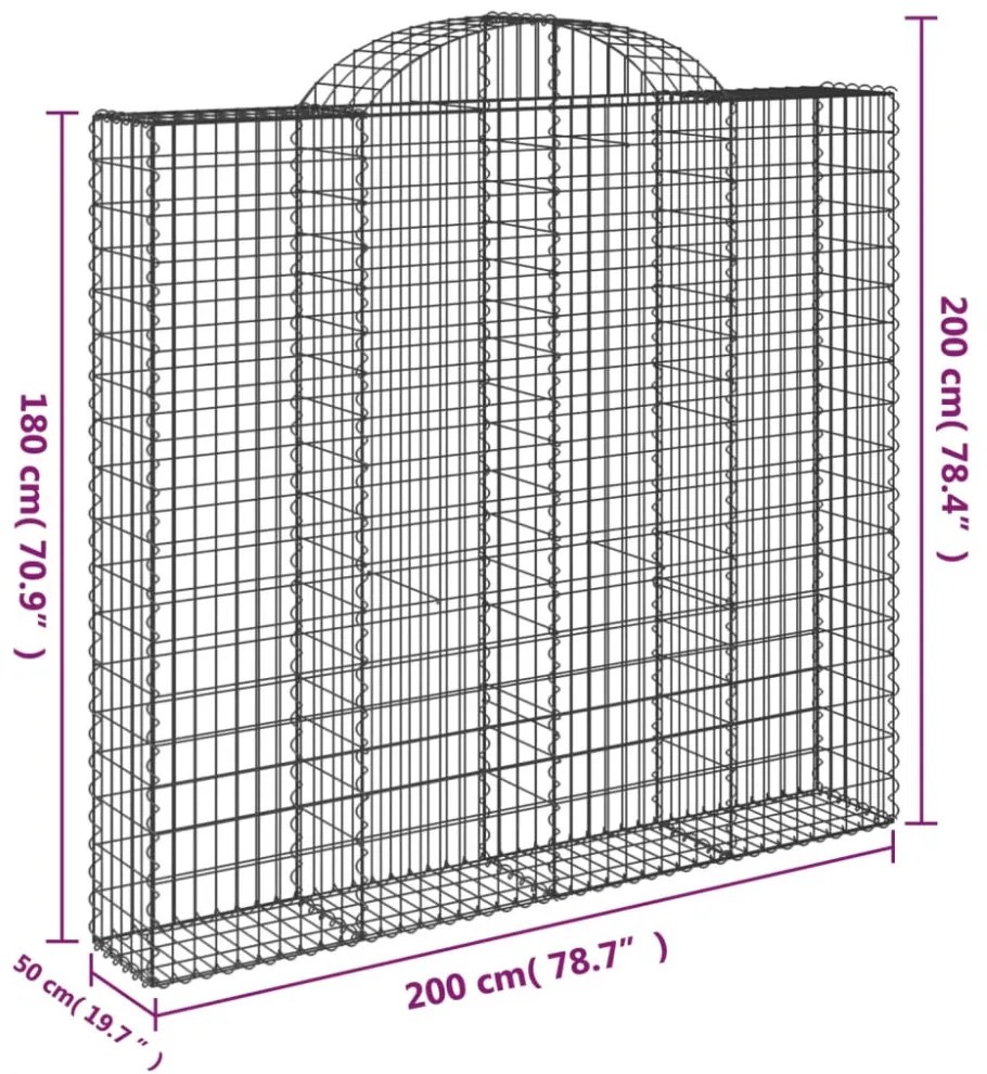 7 db íves horganyzott vas gabion kosár 200x50x180/200 cm