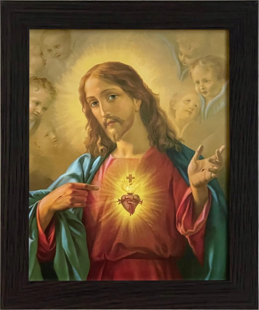 Vászonkép 30x25 Jézus Krisztus Jézus Szíve Keret Wenge