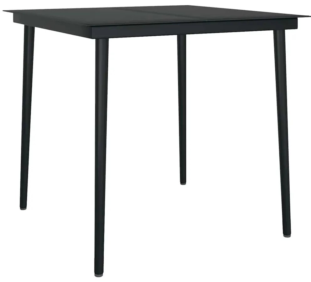 3 részes fekete polyrattan üveg kerti étkezőgarnitúra