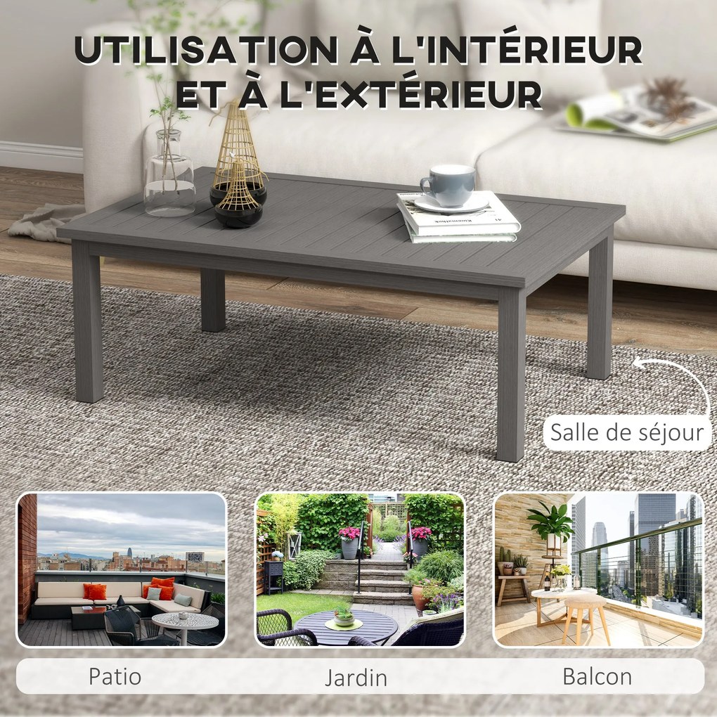 Outsunny Téglalap alakú Kávézó Asztal Kert Asztal Rácsozott Felsőrésszel Beltéri / Kültéri Használatra, Alumínium, Barna, 100L x 60W x 37H cm | Aosom