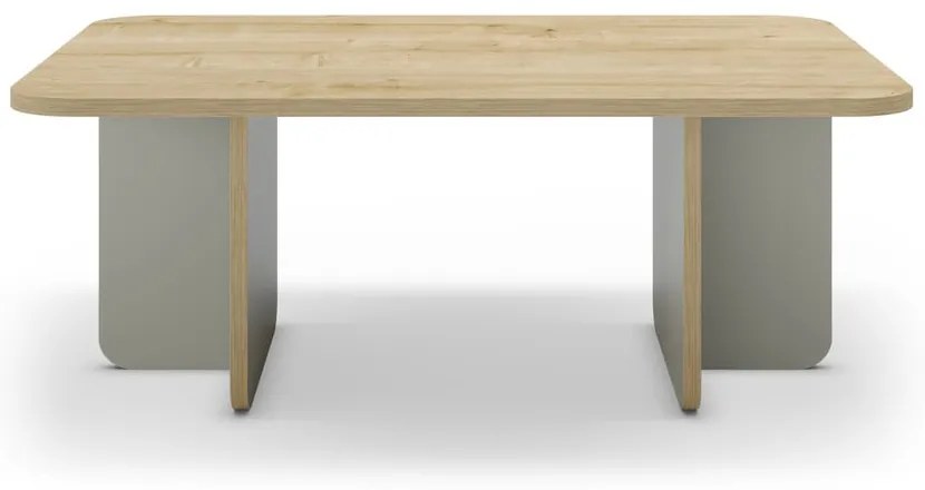 Világoszöld-natúr színű dohányzóasztal tölgyfa dekoros asztallappal 56x100 cm Hillary – Marckeric