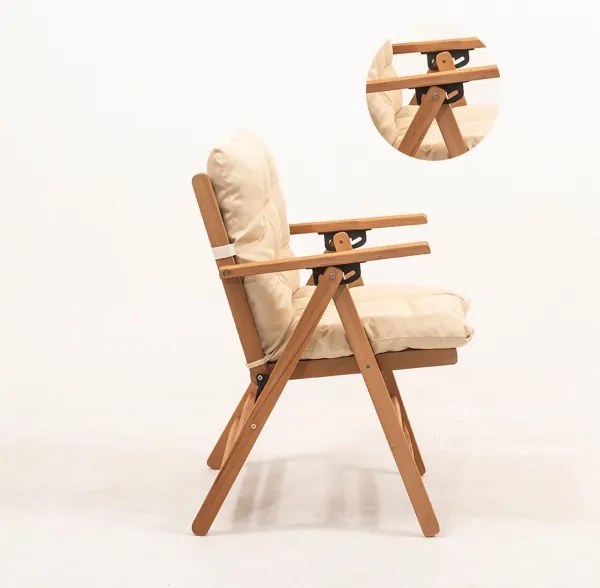 Összecsukható kerti szék párnával, bézs/habr színben