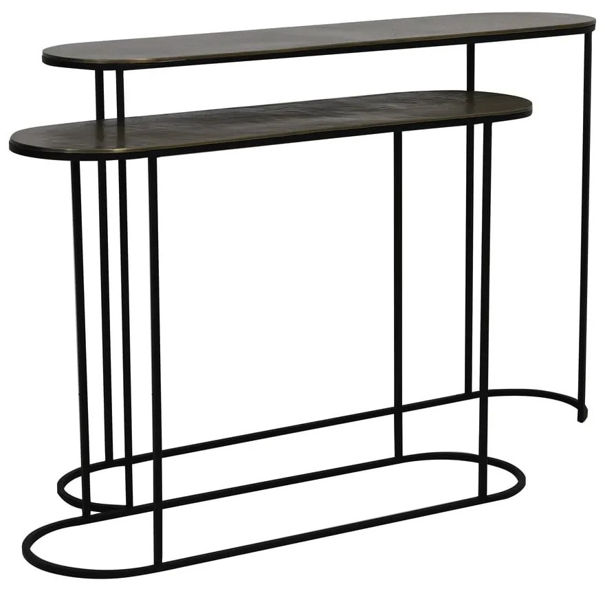 Bronzszínű fém konzolasztal szett 2 db-os 28x118 cm Bocov – Light & Living