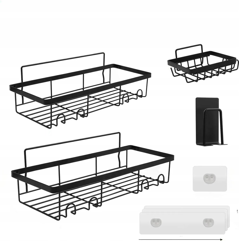 3x Zuhanypolc zuhany rendszerező tapadókoronggal fúrás nélkül 4in1