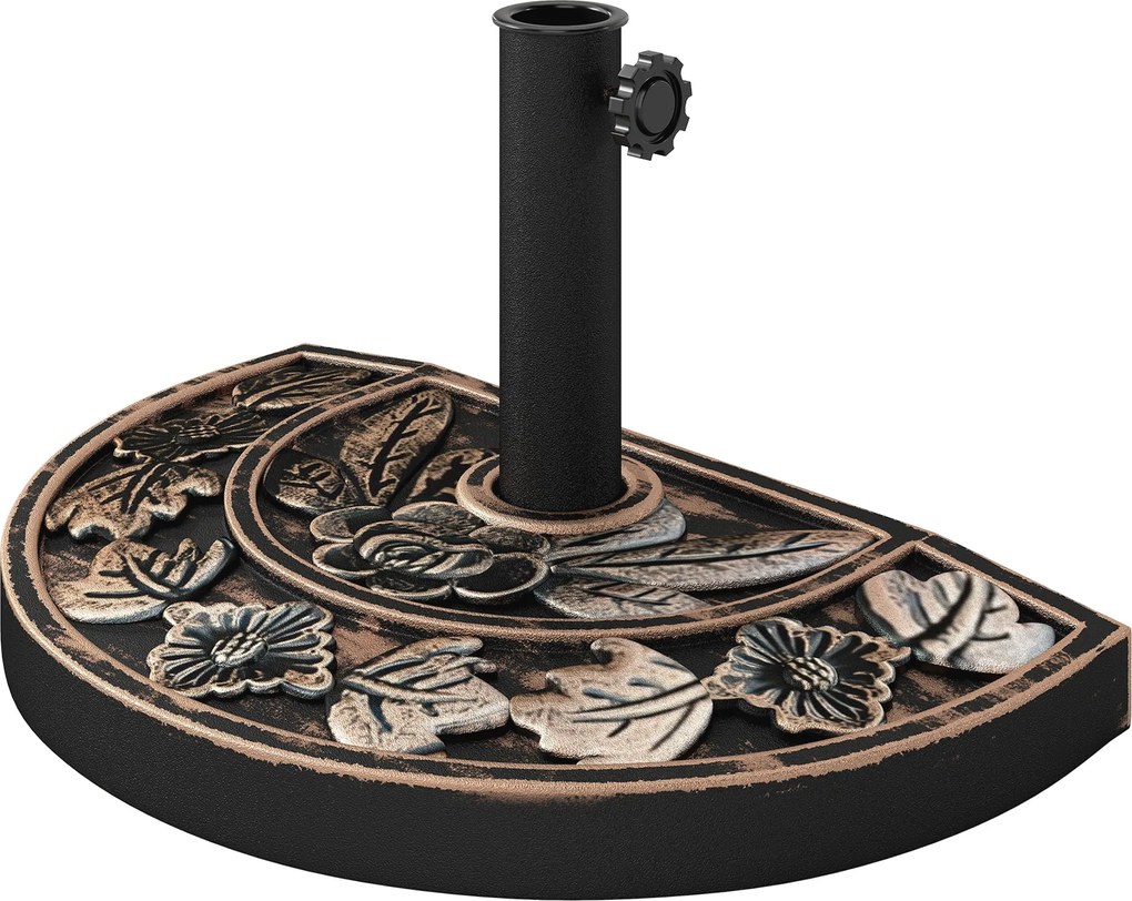 Outsunny Rozsdamentes Acél Napsütötte Napernyő Állvány Fogantyúkkal, Félköríves Napernyő Tartó, Napernyő Súly Napernyőknek Ø3.8-Ø4.8 cm, Erkélyre, Ter