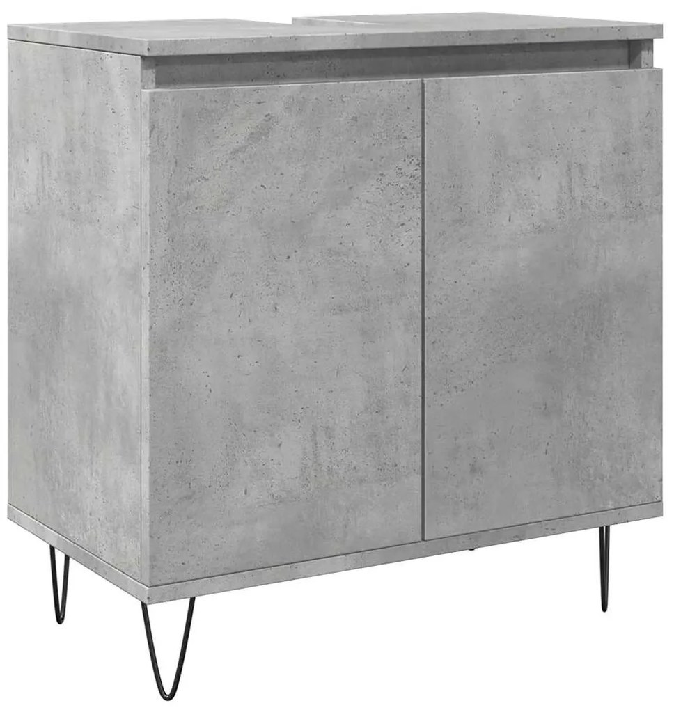 Betonszürke szerelt fa fürdőszobaszekrény 58x33x60 cm