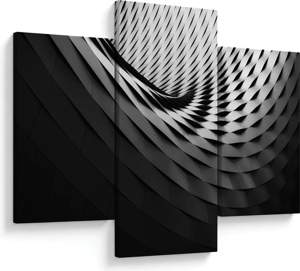 Absztrakt kép - fekete-fehér spirál (90x60 cm)