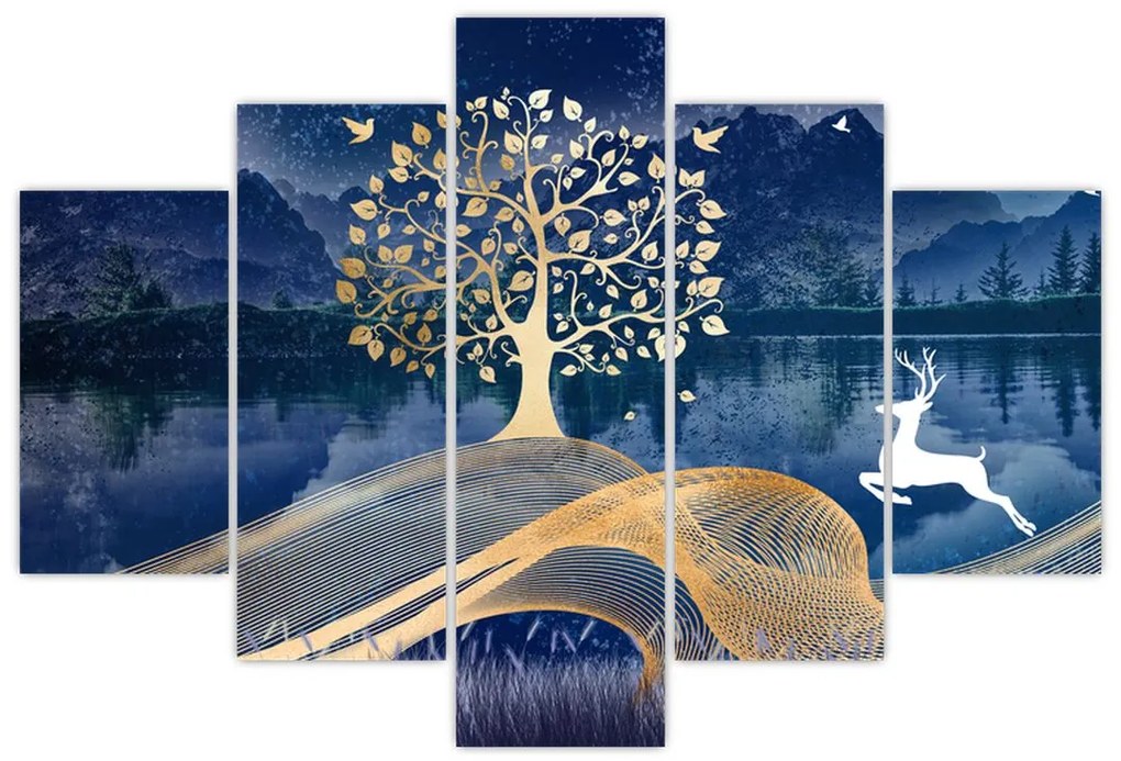 Szarvas képe teliholdkor (150x105 cm)