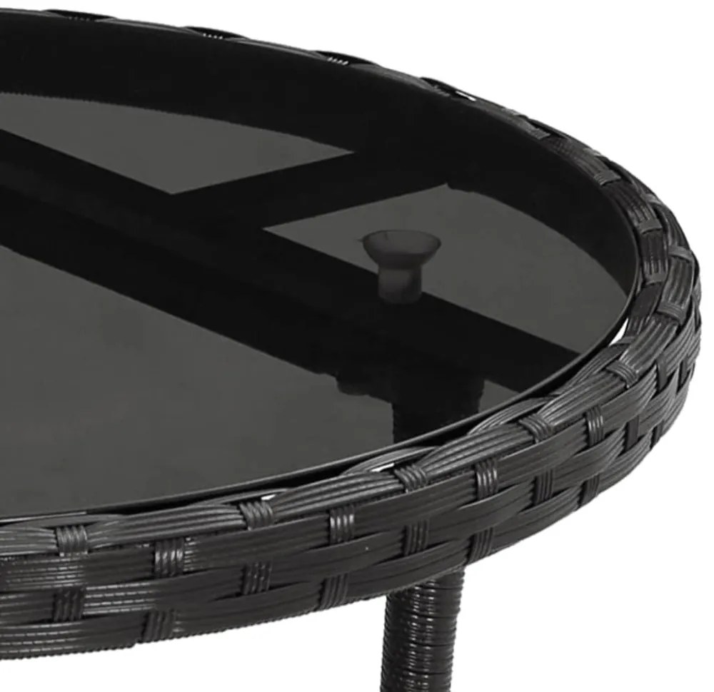 vidaXL 5 részes fekete polyrattan kerti bisztrógarnitúra párnákkal