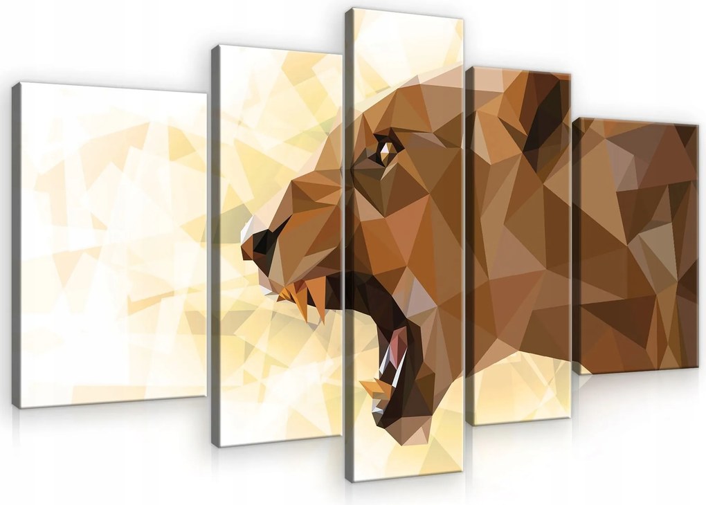 Vászonkép 170x100 Oroszlán bömbölés geometrikus low poly absztrakt erő energia