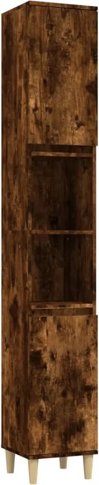 vidaXL füstös tölgy színű szerelt fa fürdőszobaszekrény 30x30x190 cm