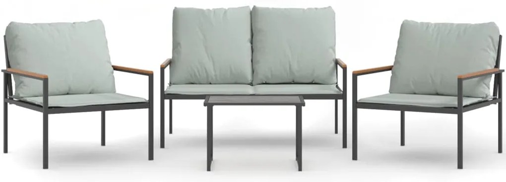 vidaXL 4 részes antracitszürke acél kerti ülőgarnitúra párnákkal