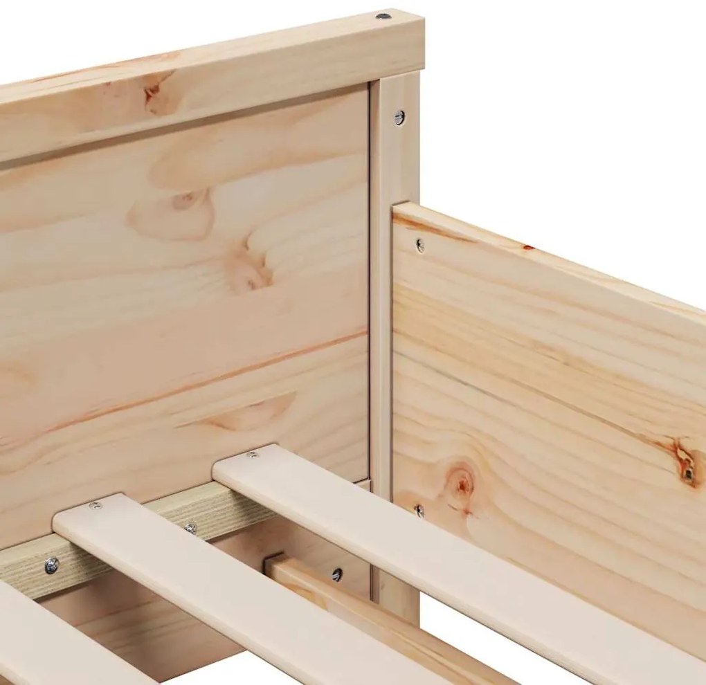 Ágykeret matracmal fejtámlával Barna 80 x 200 cm Tömör fenyőfa